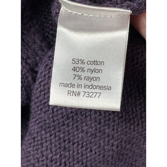Sonoma Women's Purple Medium Cable Knit Long Sleeve Round Neck Sweater USED - Picture 3 of 7